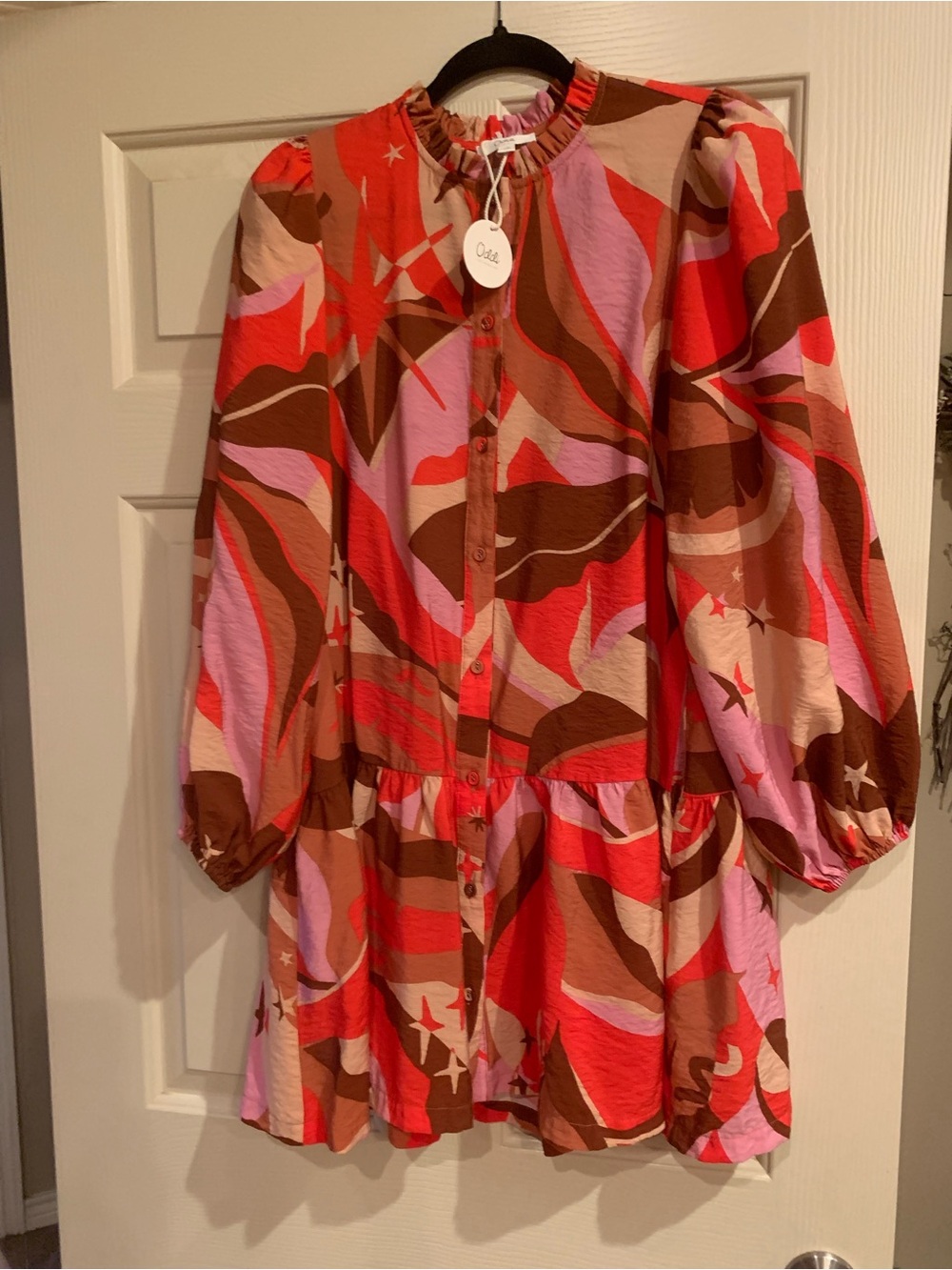 ODDY Womens Swirl Button-Front Dress